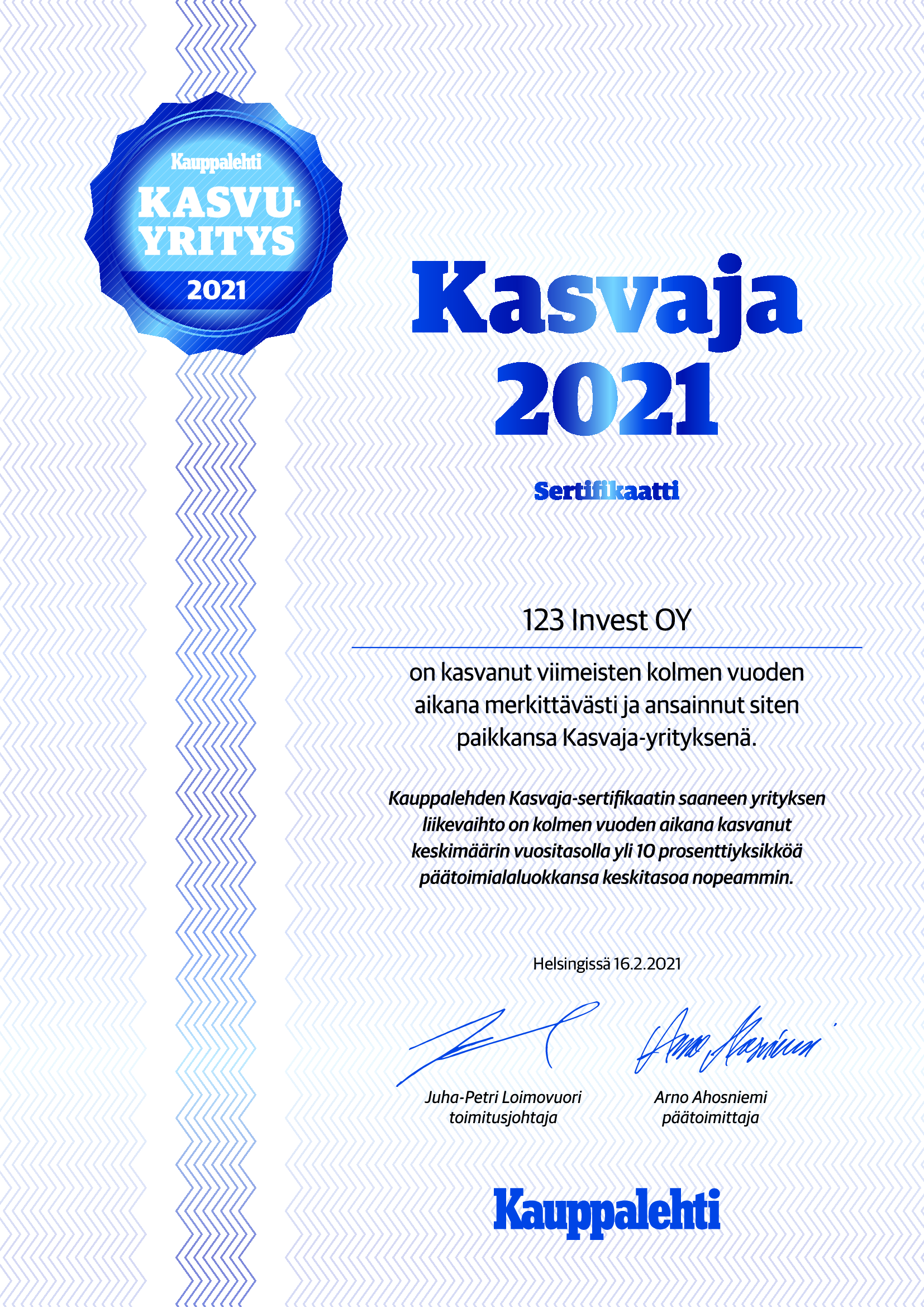 123 Invest OY kasvaja 2